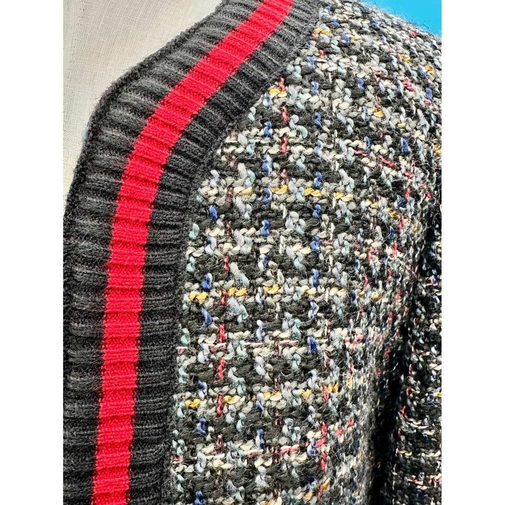 Anne Klein NWT Tweed‎ Open Front Jacket Navy Black Red Novelty Trim Size 12 - Picture 3 of 11